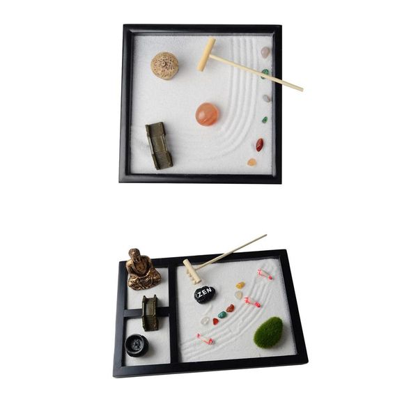 

2pcs wood sand box mini desksandbox garden office decor ornaments