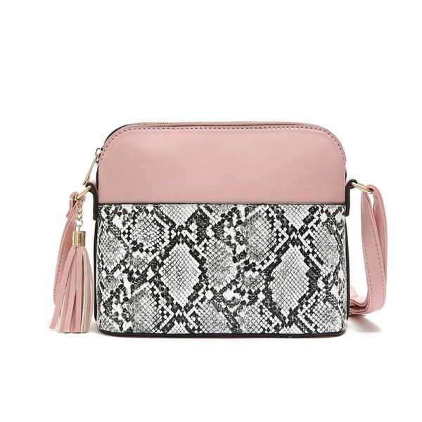 

fashion leopard pattern women pu leather handbag shoulder bag with tassel purse f42a