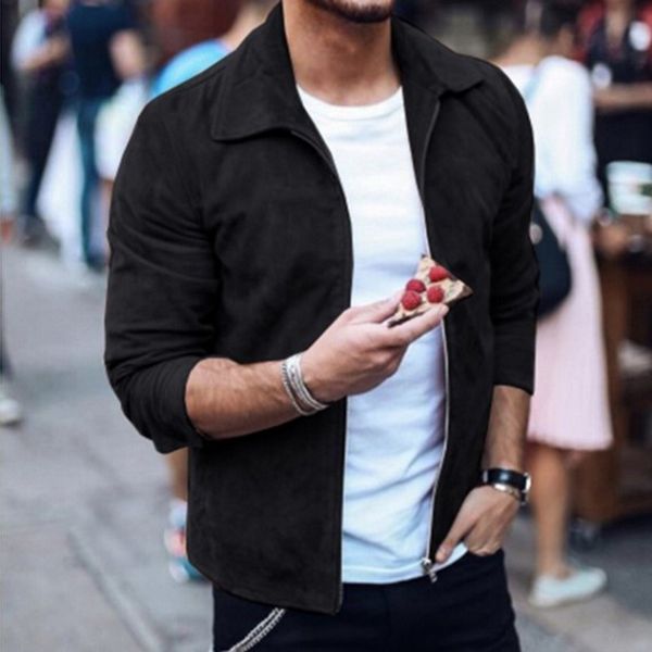

men's jackets brand men fashion hip hop suede slim fit clothes winderbreaker zipper coats motorcycle streetwear, Black;brown
