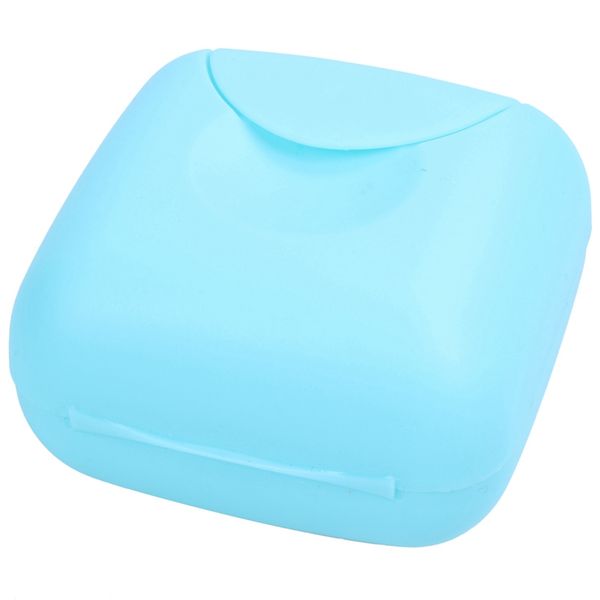 

plastic travel hiking mini soap dish box holder case container blue