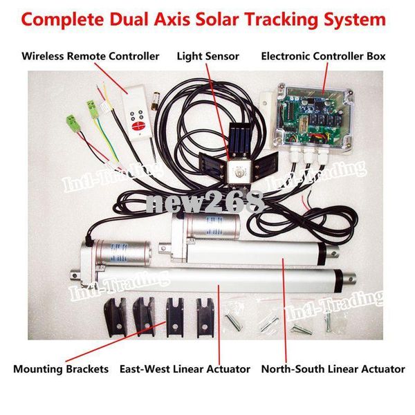 Freeshipping komplettes zweiachsiges Solar-Tracking-System – DC 12 V, 6 „12“ Linearantrieb, elektronische Steuerung – Solarpanel-Sonnenlicht-Tracker