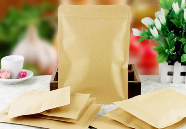 

200pcs/lot kraft paper doypack zip lock pouch with aluminum foil food tea snack coffee storage resealable ziplock/zipper bag