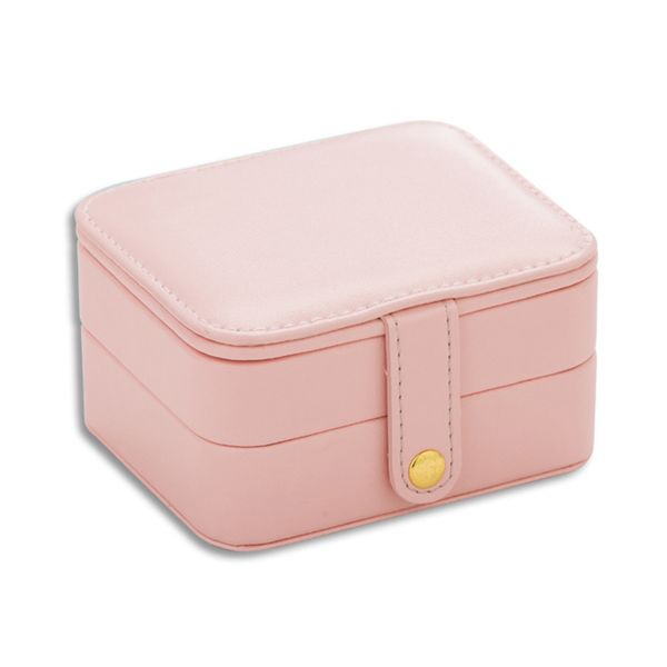 

gift bag organizer portable earring ring casket leather storage box accessories jewelry case small multilayer travel, Pink;blue