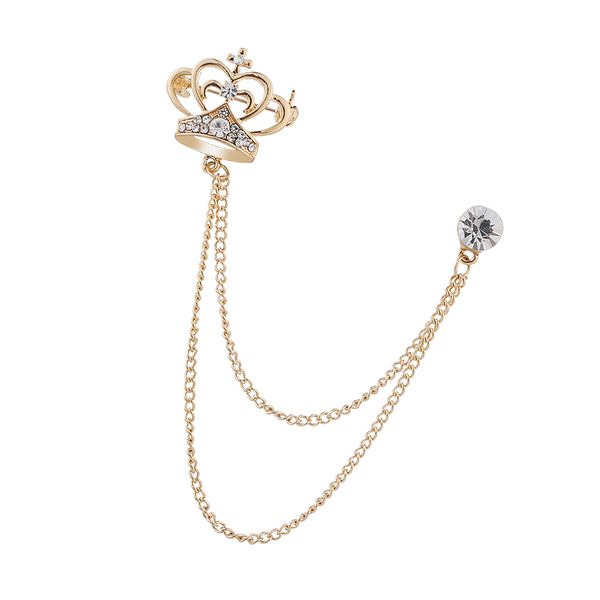 

mens elegant lapel pin badge 2 layer chain brooch pin for suit tuxedo, Gray