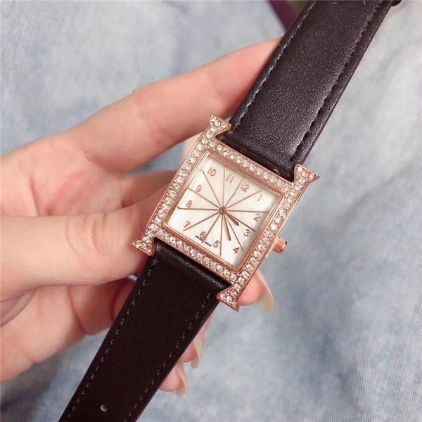 

nice new model fashion lady watch red/orange genuine leather women watch rose gold diamonds wristwatches brand drop shipping box, Slivery;brown