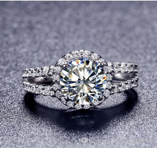 

горячие продажи новый стиль позолоченный 2 карат 8мм sona имитация алмазный кольца обручальные кольца для женщин бесплатная доставка, Golden;silver