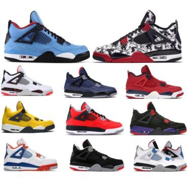 

4 4s Flight Basketball Shoes Sneaker 2019 Black Bred Splatter NRG Wings IV Sngl Dy Cactus Jack Toro Bravo Mens Women Discount Shoes