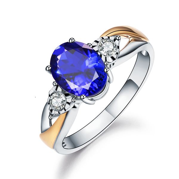 

retro 925 sterling silver rings for women classic female blue crystal ring jewelry ladies wedding party jewelry girl gift, Golden;silver
