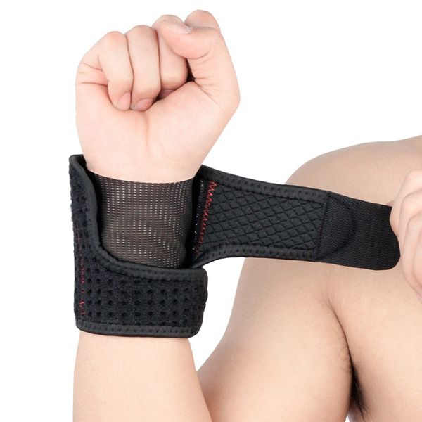 

wrist support breathable adjustable spring support hand strap wrap belt protector gym fitness sportswear, Black;red
