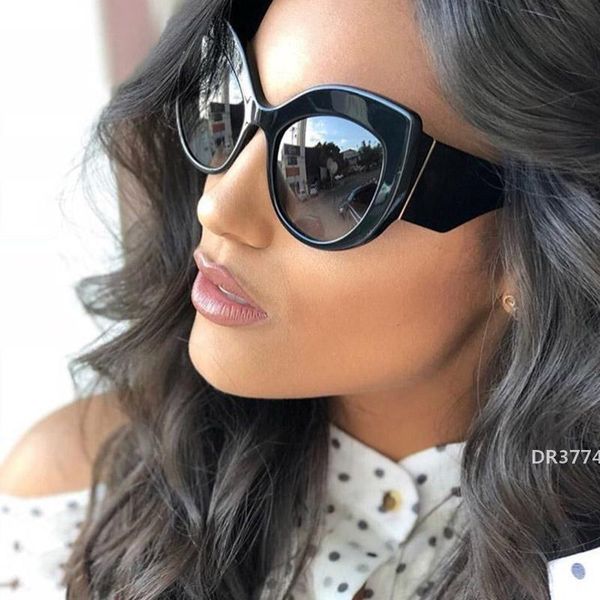 

fashion vintage cat eye sunglasses women luxury retro sun glasses ladies big frame brand designer female femininodr3774, White;black
