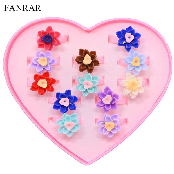 

wholesale new kids jewelry 10/12 pcs lots lovely mix two-tone flower rose rings for children baby girls adjustable rings gifts, Silver