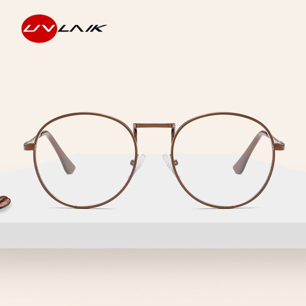 

uvlaik round clear lens glasses frame woman vintage transparent optical eyeglasses frames metal circle women gold glasses, Silver