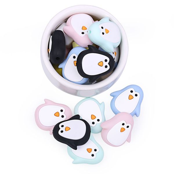 

silicone beads mini penguin teething beads baby teethers chew loose beads food grade silicone bpa diy teething accessory