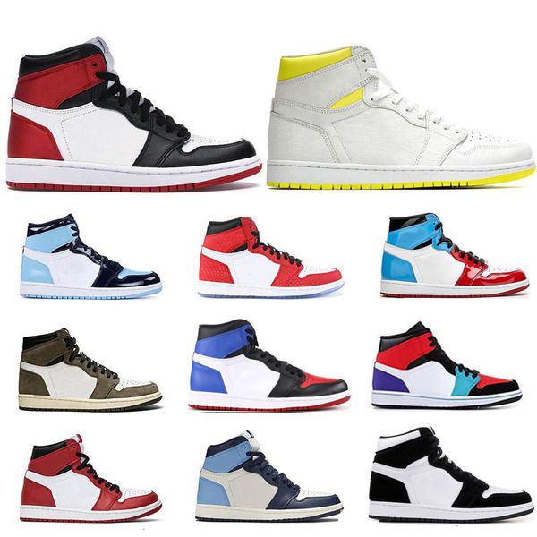 

new 1 high mens basketball shoes travis scotts low 1s fearless obsidian banned bred toe men sport sneakers shoe