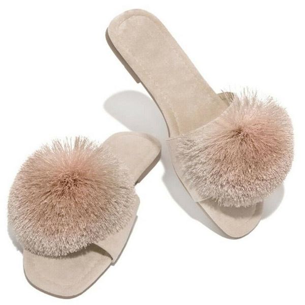 

selling women slides fuzzy slippers comfort sliders super soft velvet shoes flat heel sandals, Black