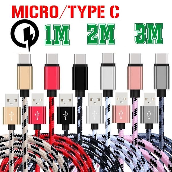 

aluminum alloy type c micro usb cable 1m 2m 3m thicker braided nylon usb c cables for samsung s8 s9 s10 s11 htc lg android phone