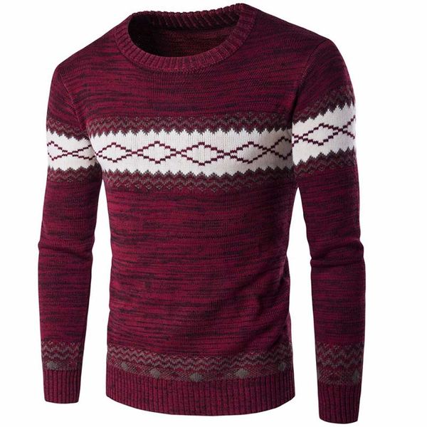

2018 mens sweater long sleeve o-neck pullovers male crocheted striped knitted sweaters fashion winter warm sweaters for men, White;black