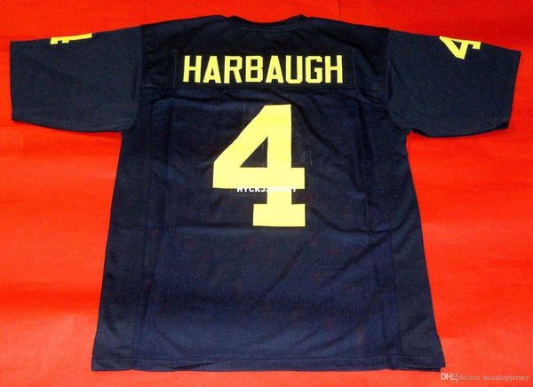 

retro #4 jim harbaugh custom michigan wolverines jersey um bule mens stitching college size s-5xl football jerseys, Black;red