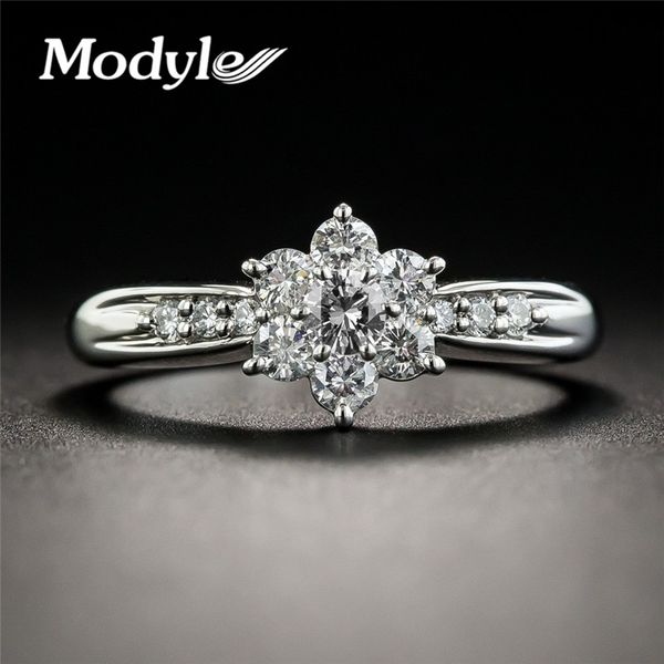 

modyle 2018 crystal flower cz ring silver color jewelry austrian crystals full sizes wholesale, Slivery;golden