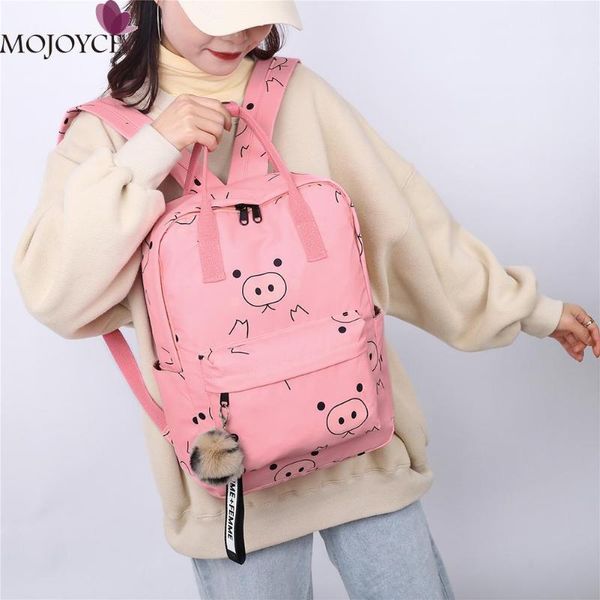 

cute pig print women backpack female casual large capacity rucksack teenage girls shoulder schoolbag