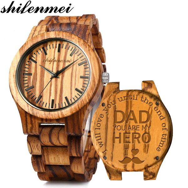

shifenmei wood watch personalized engraved men watches 2019 custom wristwatch wooden watch male relogio masculino, Slivery;brown