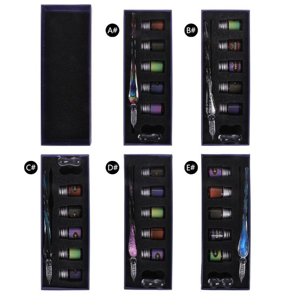 

1 set crystal starry sky glass ink pen glass dip pen for writing fountain set gift new