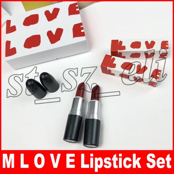 

м макияж блеск для губ набор любовь-матовая помада набор 2шт/комплект естественная водонепроницаемый губ макияж с коробкой