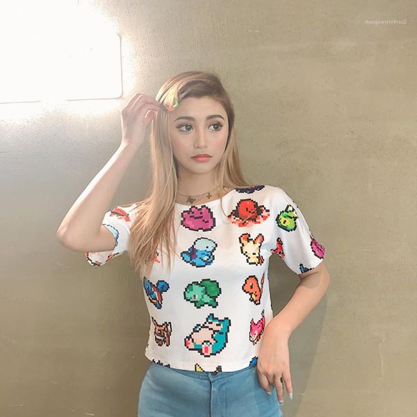 

fashion natural color short sleeve tshirts women clothing casual womens summer print tshirts skinny crop, White