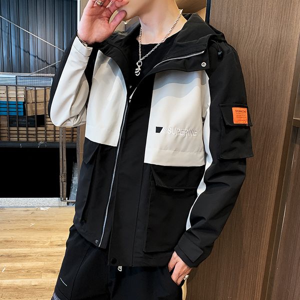 

мужчины workwear куртки пальто повседневный handsome trend versatile одежда весна и осень новый стиль, Black;brown