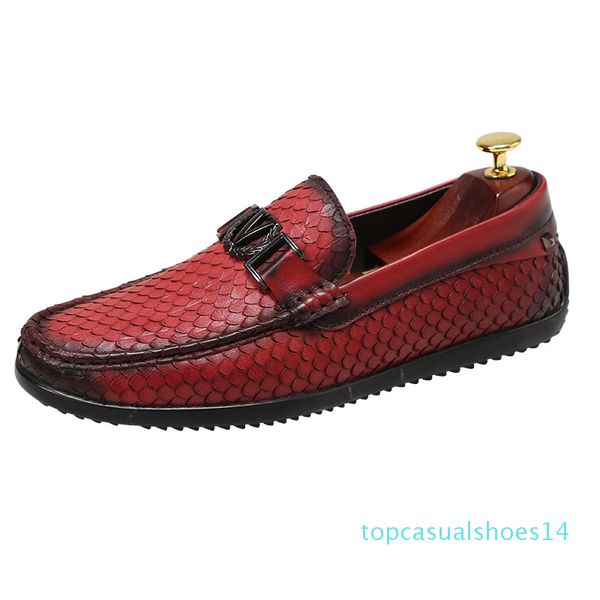 

genuine leather men loafers fashion metal buckle slip-on leisure comfortable party dress shoes black brown size 38-43 t14