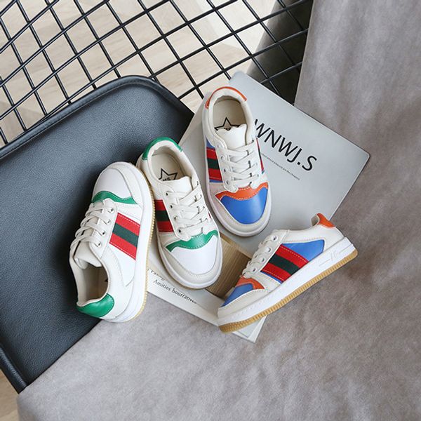 

kids boys girls designer shoes brand fashion children casual wild shoes child luxury stripe school student style flat shoes sale, Black;grey