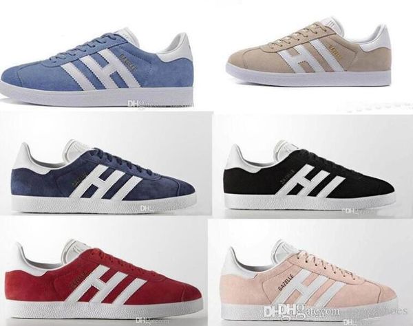 

quaity wholesale 2018 men women casual spring summer suede gazelle racer black red grey orange lightweght breathable walking shoes 36-44