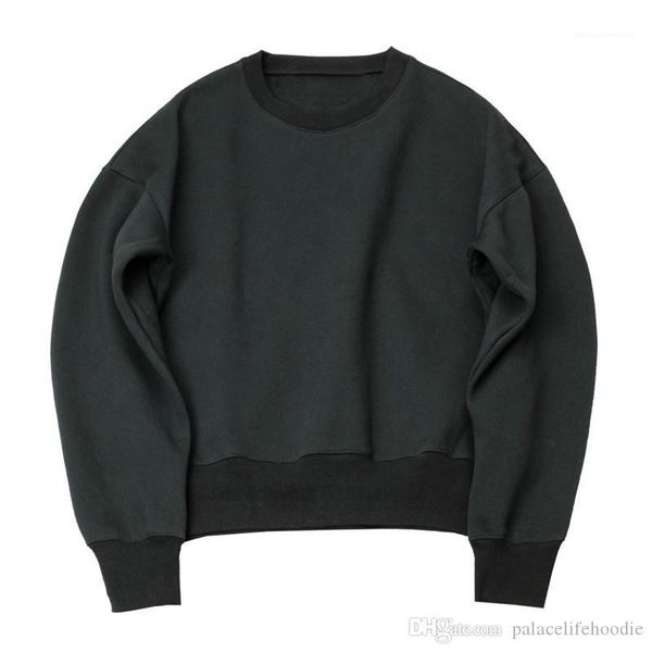 

падающее плечо повседневный пуловер свитер свободные удобные негабаритные кофты осень мужские с капюшоном пара толстовки сплошной цвет, Black