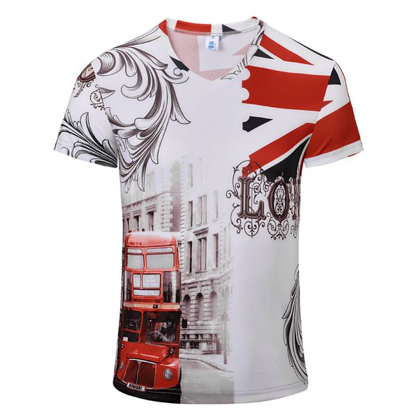 

мужские оригинальный дизайн ретро цифровой печати v-образным вырезом мужская с коротким рукавом футболка юниор top одежда, White;black