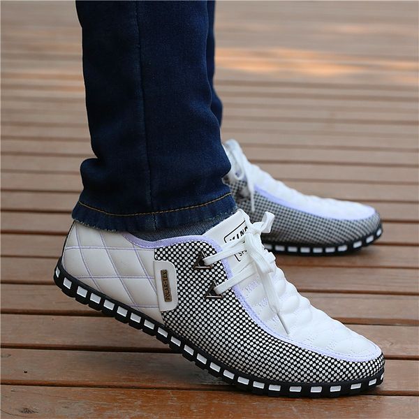 

men's shoes daily casual shoes summer new plate breathable white pointed men's, Black