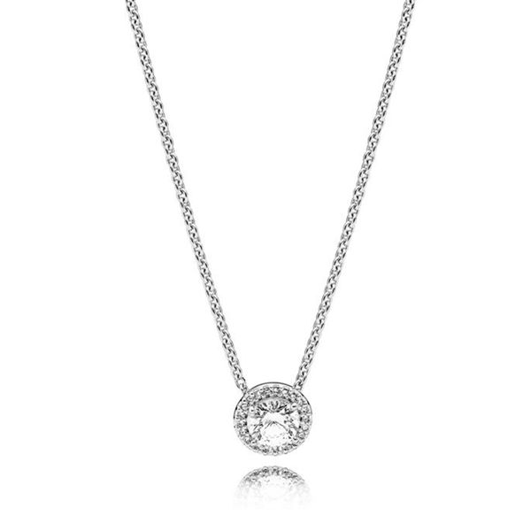 

new 2018 new 925 sterling silver пандора классический elegance ожерелье clear cz элегантный темперамент подходящий подарок ключицы цепи