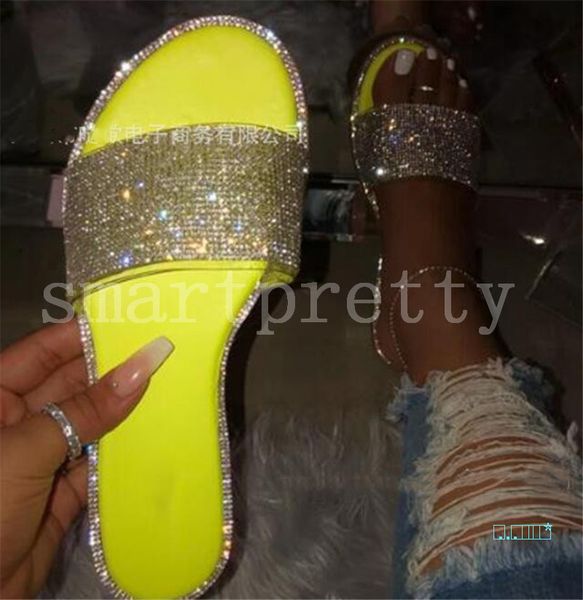 

35-42 women summer sandals beach slippers rhinestone flip flops crystal diamond wedges flat shoes home bath water slipper us 5-10 size ly424, Silver