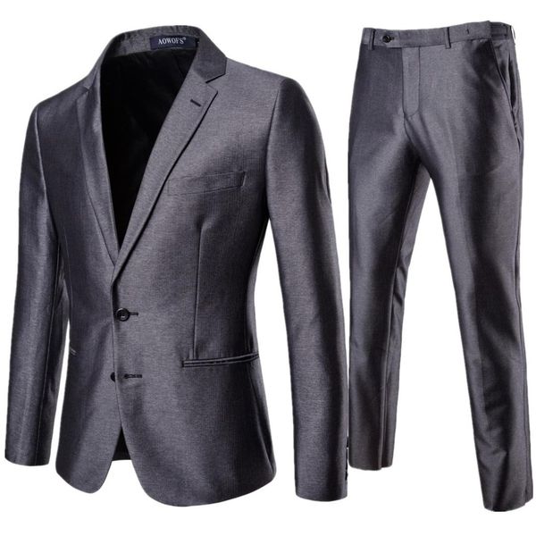 

qzhihe 2019 new men's suit set 2 piece business suit groomsmen wedding dress casual blazer xf010, White;black