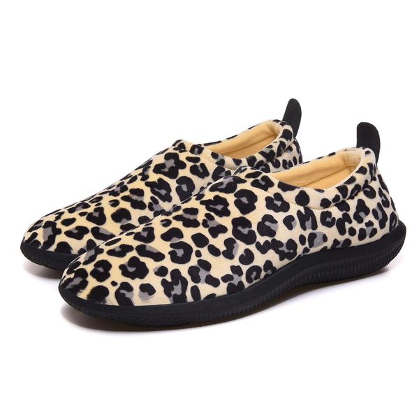 

mens womens slippers micro velour leopard casual winter house slippers loafers indoor outdoor anti-slip sole mujeres zapatillas, Black