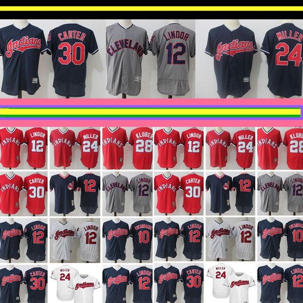 

Cleveland Mens Indians Jersey Embroidery 12 Francisco Lindor 28 Corey Kluber 10 Edwin Encarnacion 30 Joe Carter Baseball Jerseysghghg