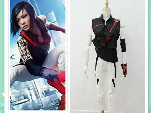 

mirror's edge catalyst cosplay costume with bag :ing, Black;red