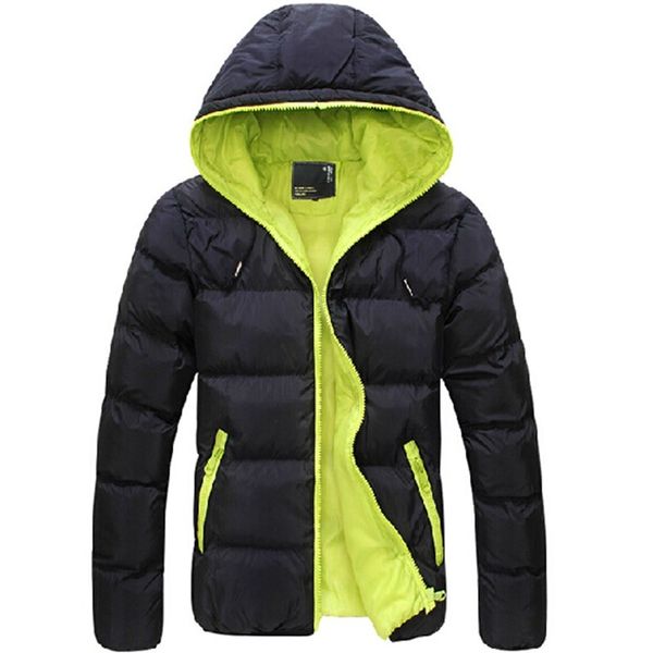 

cotton-padded jacket men's hooded parkas men winter coat, Black