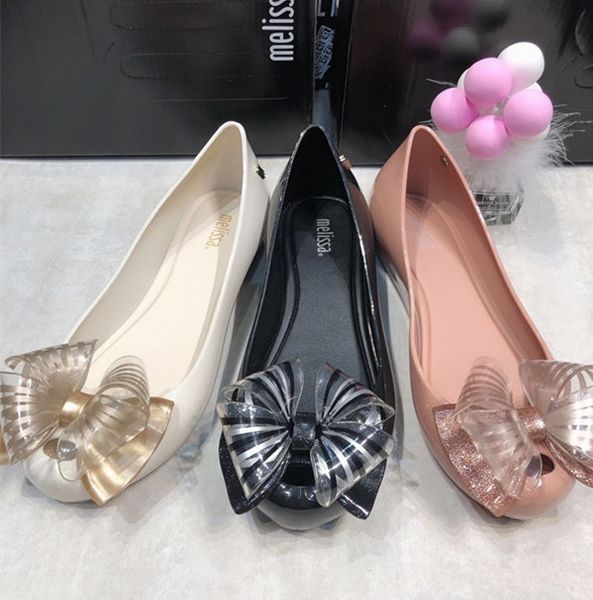 

mini melissa ultragirl sweet vi bow women jelly shoes sandals 2020 women shoes melissa sandals for non-slip sandalias, Black
