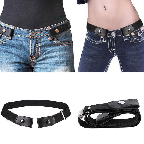 

2019 style buckleless stretch belt jeans pants elastic belt iadies mn's buckle-adjustable, Black;brown