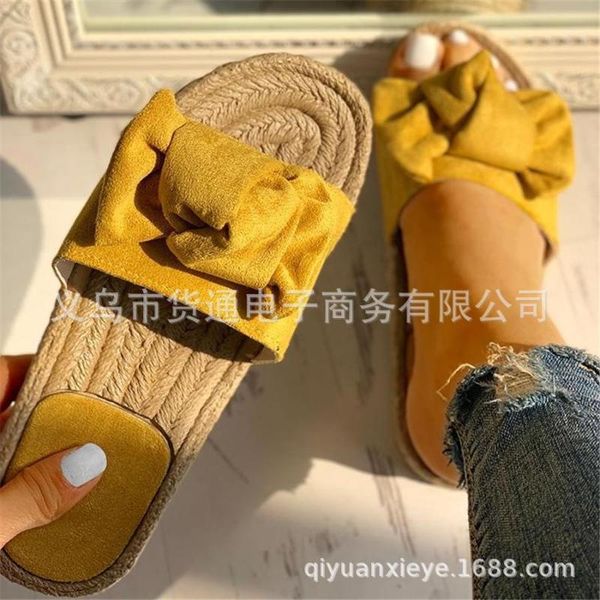 

2019 summer new fashion novelty sweet bow lightweight wild outdoor flat bottom beach shoes solid color women's slippers, Black