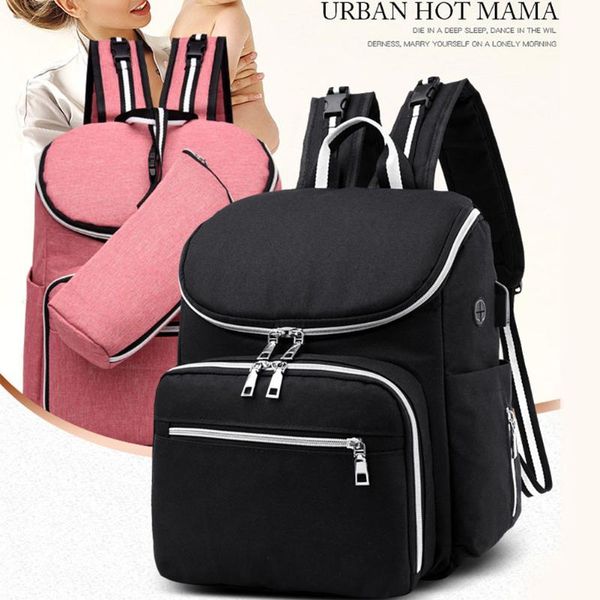 

usb interface gifts outdoor baby multi pocket durable diaper bag mom backpack multifunctional polyester adjustable strap zipper