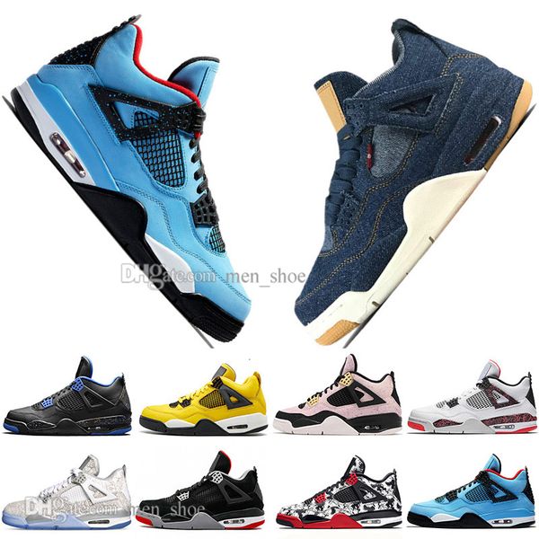 

bred 4 4s what the cactus jack laser wings mens basketball shoes denim blue eminem pale citron men sports designer sneakers outdoor