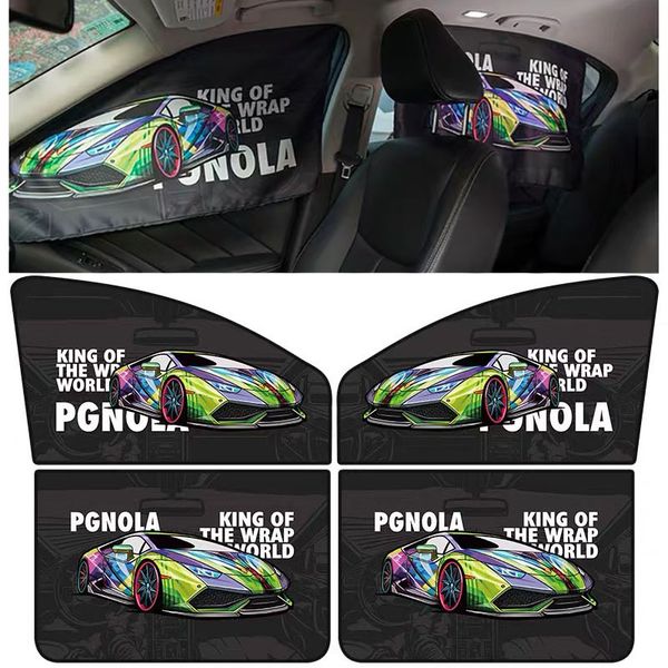

4pcs car window sunshade cover block side window shade rear shade for racing fans cling car sun for windows