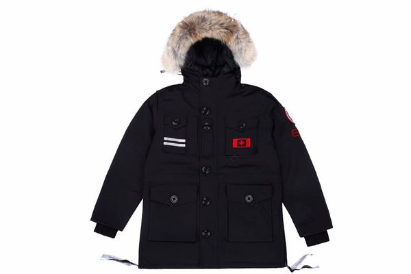 

mens womens expedition 150 years down parkas new thick warm and windproof waterproof long section slim solid color goose down jacket winter, Black