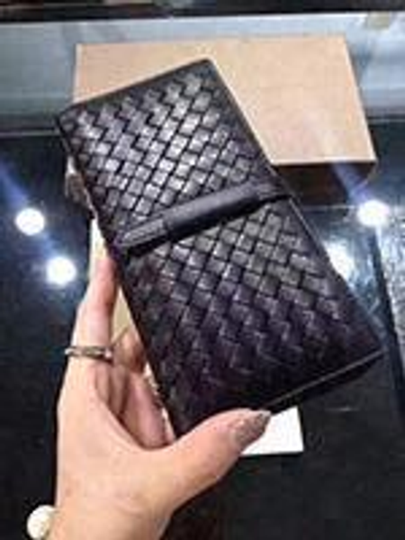 

new l leather woven long wallet drawstring large wallet card holder multipurpose card holder large capacity v handbags fashion designer588c#, Red;black
